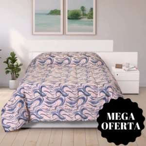 Acolchado Estampado Reversible - Pintas Azules